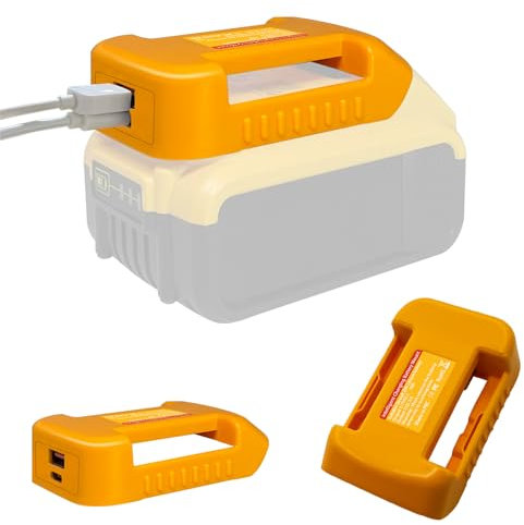 Laimiao 2Pcs for Dewalt Battery USB Charger Adapter, Battery Holder for Dewalt 20V DCB200 DCB201, with Type-C and USB Fast Charging Adapter