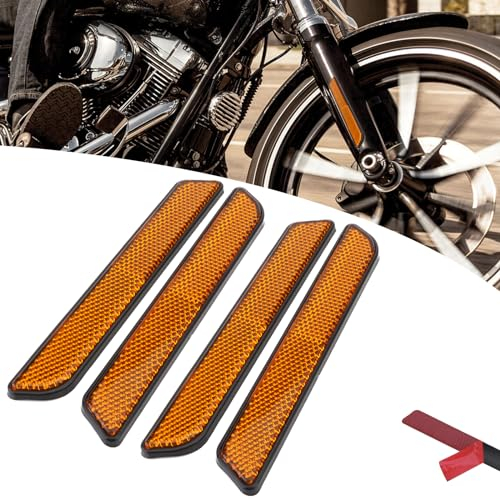 IUVWISN Motorrad Vorderradgabel Reflektor 2 Paar Seitenreflektor Reflektierende Aufkleber für Unterschenkel Dyna Softail Sliders Sportster XL FXD Cruisers 4 Stück