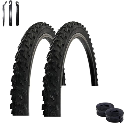 2 x VEE Rubber V107 26 Fahrradreifen Schwarz 50-559 (26 x 1.95) + 2 x passende Schläuche AV inkl. Reifenheber