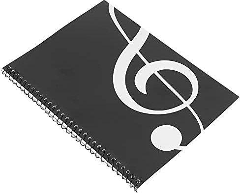 Stave Papier Notizbuch, 50 Seiten Musik Notizbuch für Liederschreiber, Anfänger, mit Abdeckung, Notenschrift Notizen-Notenblatt Manuskript-Schreibpapier (Schwarzes Notenmuster)