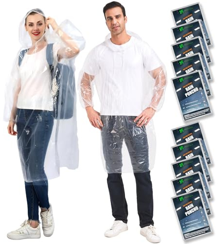 SWOGAA 6/10 Stück Regenponchos für Erwachsene extra dick, mit langen Ärmeln | Für Damen und Herren, extra dickes transparentes PE-Material, 100 % wasserdicht, Erwachsene 6 Stück und 10 Stück