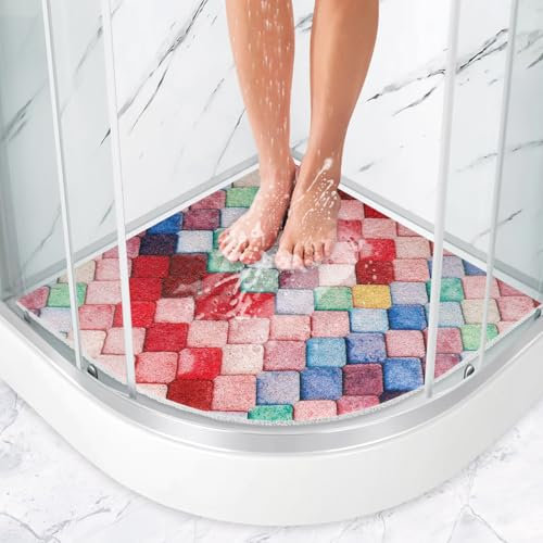 Eck - Tappetino da doccia antiscivolo, 70 x 70 cm, morbido e confortevole, con fori di drenaggio, in PVC, per doccia, antiscivolo, ad asciugatura rapida