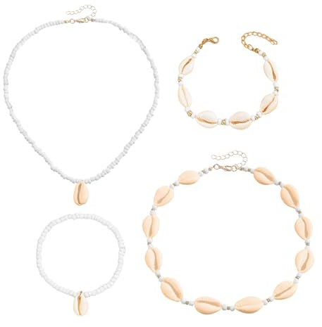 EHDWXVZM Joyería de Conchas para Mujer - Tobilleras y Collar Ajustable de Verano, Accesorios de Playa