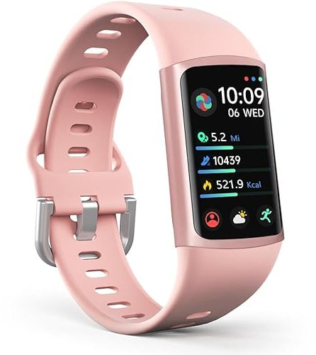 FITVII FINO 2 Slim Fitness Tracker with Blood Pressure, Blood Oxygen, 24/7 Heart Rate & Sleep Tracking, IP68 Waterproof Activity Trackers and Smart Watches with Step Counter, Pedometer for Women Men