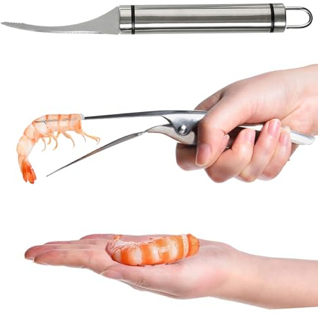 Lot de 2 outils de développement de crevettes et éplucheur de crevettes, couteau à crevettes en acier inoxydable, outil de développement de crevettes, facile à utiliser