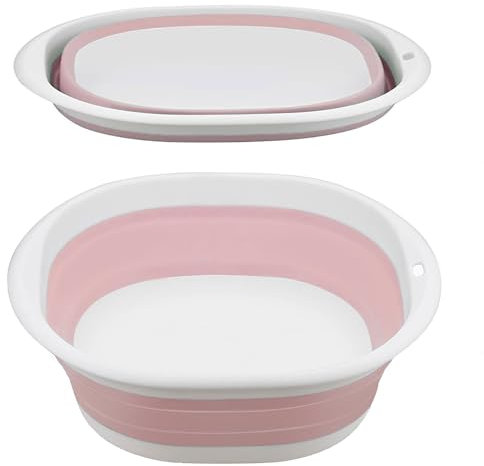 yenlk Bassine à vaisselle pliable de 9 L, panier de lavage portable en plastique de silicone, multi-usage, pour l'extérieur, le voyage, le camping, l'évier pliable pour économiser de l'espace Rose