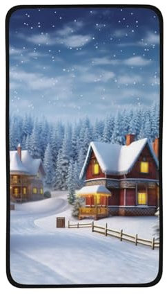 ANABPRMA Fleece-Handtuch mit weihnachtlichem Wintermotiv und fröhlicher Szene, weich, saugfähig, 40,6 x 71,1 cm, perfekt für Reisen und zu Hause