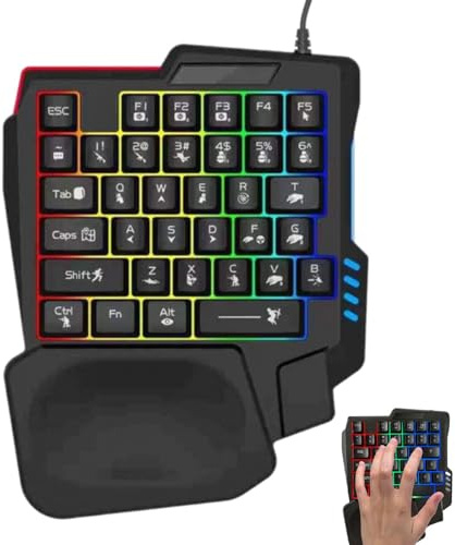 Generico Tastiera a una mano, tastiera da gioco meccanica - Tastiera programmabile meccanica ergonomica | Gioco per tablet portatile Piccola tastiera con luce RGB per telefono, computer, laptop