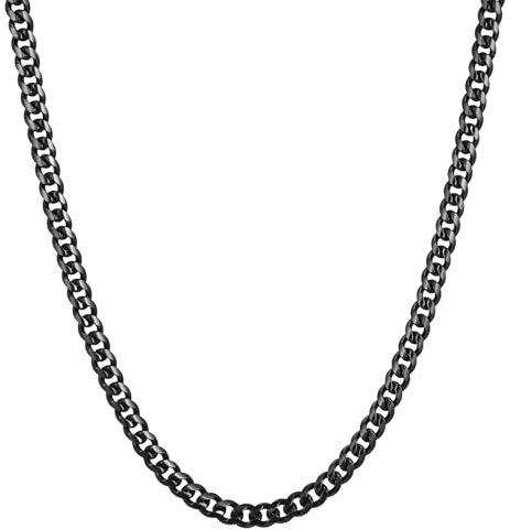 RWQIAN Kette Herren Panzerkette 3mm-9mm Breit Männer Edelstahl Silber/Gold/Schwarz Panzerkette Halskette Gliederkette 14K Gold Vergoldet Klassische Link Chain Länge 45-65cm Geschenk für Damen Männer