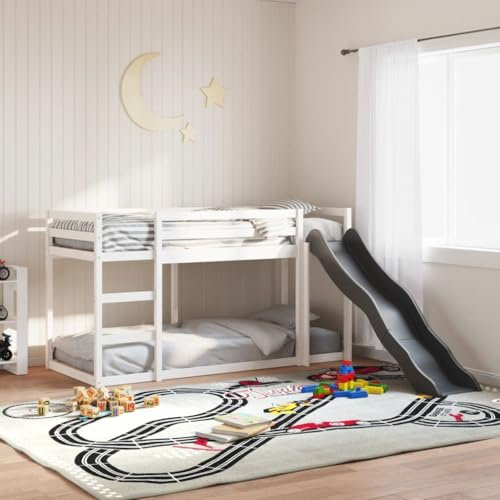 GCHDHAPB Home-Lits et accessoires, lits et cadres de lit, lit superposé avec toboggan et échelle sans matelas blanc 90 x 200 cm