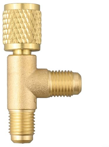 ZMdooreasy Quick Connect T-Adapter, rostfrei, hochtemperaturbeständig, 1/4 Zoll SAE Messingventil FFL auf Dual MFL, für R22 R12 R134