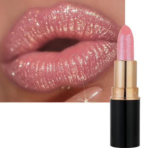 Metallic Shine Glitter Lipstick, Nude Pink Matte Lipsticks For Women Long Lasting, Smooth,Waterproof,Highly Pigmented Lipsticks, Vegan & Cruelty-Free (#02)