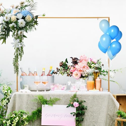 Deko Tischgestell mit Fuß, 114-320cm Dekorations-Halter aus Metall, Verstellbar, Esstisch-Hängestangen, Über den Tisch Rod Stand mit Klammern, für Hochzeit, Geburtstagsfeier, Weihnachten Ostern