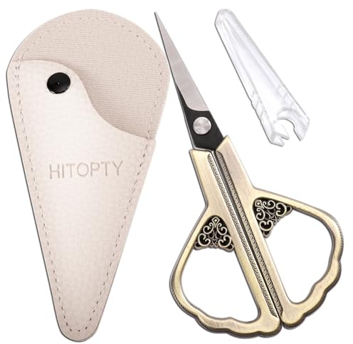 HITOPTY Precision Detail Scissors, Little Sharp Scissor with Cover, Mini Sewing Shears for Craft Needlework Art Work Thread Paper Cutting