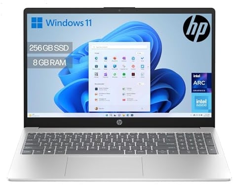 HP 15-fd0374ns - Ordenador portátil de 15.6 FHD (Intel N100, 8GB RAM, 256GB SSD, Intel UHD, Windows 11) Plata - Teclado QWERTY Español