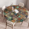 Boho Tischdecke Rund, Outdoor Tischdecke Abwaschbar Rund, Elastisch Gartentischdecke Wetterfest Tablecloth mit Gummizug für Balkon, Garten (Style 1,120cm)