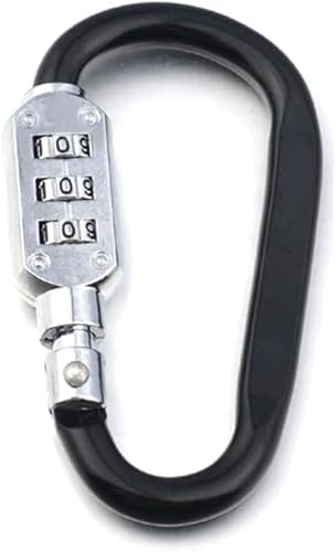 1Pc Black Small 3-Digit Combination Locking Carabiner Clip Hook - Password Resettable Keyless Padlock Key Chain Buckle for Backpack Outdoor Travel Combination Padlocks