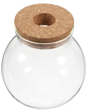 JOINPAYA Rundes Glasterrarium Mit Korkdeckel Hydrokultur-pflanzgefäß Für Luftpflanzen Sukkulenten Farne Moos DIY-mikrolandschaftsgefäß Als Tischdekorationsstück Für Wohn Und Büroumgebungen