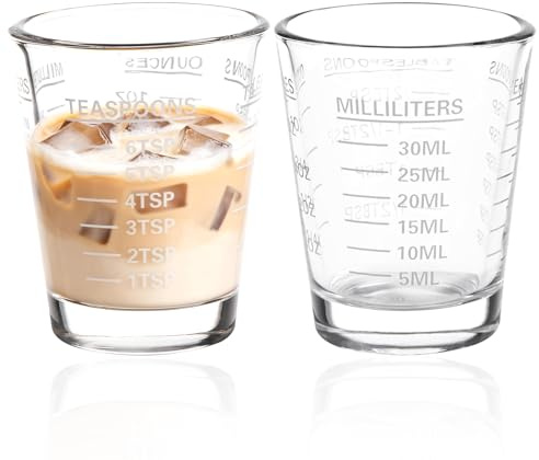 XRVRILE Petit verre doseur 30 ml, verres à shot avec graduation pour cocktails, tequila, vodka, café, lait, blanc