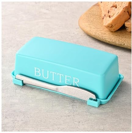 Butter Geschirr mit Abdeckung und Messer, Geschirrspüler sichere Butter Lagerbehälter mit Deckel für Arbeitsplatte und Kühlschrank (hellgrün)