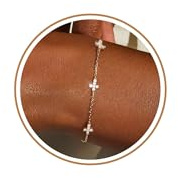 ZHESHY Armband Damen Gold Silber Kleeblatt Herz Kreuz Verstellbar Armbänder | 14K Vergoldet Goldene Armkette Mit Zirkonia,Ketten Armband Blumen Schmetterling,Wasserfest Schmuck, Frauen Mädchen Geschenk