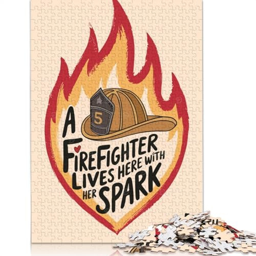 1000-teiliges Feuerwehr-Funkenpuzzle für Erwachsene, Holzpuzzle, lustiges Puzzlespiel, 1000 Teile (75 x 50 cm)