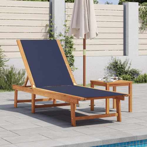 Frdhee Schwebeliege Sonnenliege Liegestuhl,Sonnenliege Blau Massivholz Akazie und Textilene,Liegestuhl Für Balkon,Terrasse,Einfach Zu Montieren