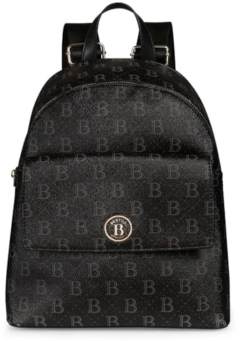 BERTOO Alessia Damen Rucksack - Schwarz, Kunstleder, 30x27x12 cm | Reiserucksack mit Kofferbefestigung