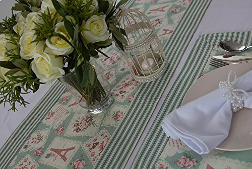 Tischläufer/Platzsets in Vintage-Optik, Motiv: Paris, mehrfarbig, Tischläufer