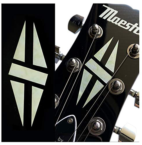 Inlay Stickers für Gitarre Kopfplatte - Diamond Hatch (2 Stück) - Weiß Perle