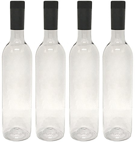 Weinflaschen und Schraubverschlüsse, Kunststoff, 750 ml, 4 Stück 4 Stück farblos