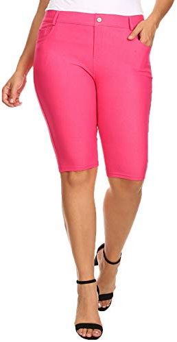 YELETE Damen Ultra Soft Classic Bermuda Shorts Capris Full Length Jeggings - Violett - Groß