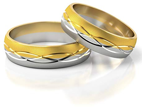 JC GOLD Trauringe - Gelbgold Weißgold Eheringe Bicolor inklusive Stein und Gravur im Paarpreis PL205 (8 Karat (333) Bicolor)