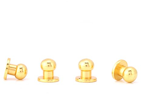 20 remaches de botón de cabeza redonda, de latón macizo para uñas, accesorios de piel para manualidades y confección de ropa, con perforador de instalación (8 x 6 mm, dorado)