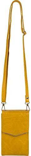 styleBREAKER Damen Mini Bag Umhängetasche, mit Metall Detail am Umschlag, Handytasche, Schultertasche, Handtasche 02012353, Farbe:Curry