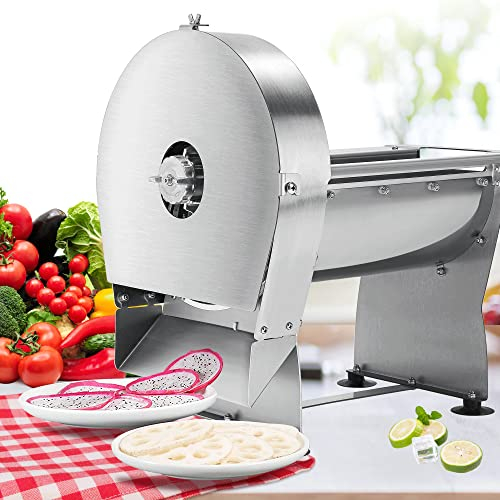 NEWTRY Affettaverdure elettrico, tipo a disco, regolabile da 0 a 10 mm, affettatrice commerciale in acciaio inox, altamente produttiva per la ristorazione (manuale ed elettrica)