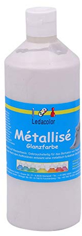 Nein Acrylfarbe Metallic | WEIß | glänzend-glitzerndes Finish | Metallic | Metall-Glanz | Effekt-Farbe | Bastel-Farbe | Deko-Farbe | Metallisch glänzend auf Acrylbasis | 500 ml
