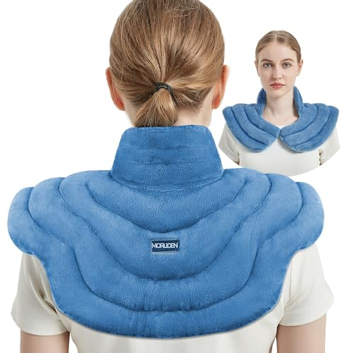 MORLIDEN Nackenheizkissen mikrowellengeeignet für Schultern, Wärmer Wrap Mikrowellen-Heizkissen für Nacken und Schultern zur Schmerzlinderung (Hellblau)