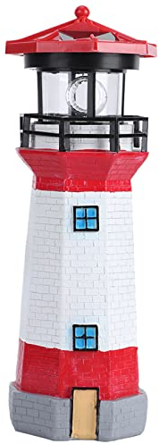 Tissting Faro Rotante a Energia Solare, con Luci a LED a Energia Solare per gli Amanti del Mare Decorazione da Giardino per Yard Lawn
