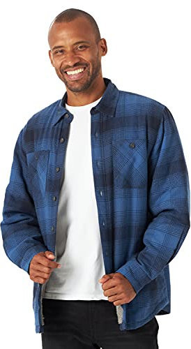 Wrangler Authentics Herren Long Sleeve Sherpa Lined Shirt Jacket Hemd, Blau (Admiral Blue), M