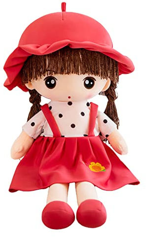 Kuschelpuppe Weiche Stoffpuppe mit Kleidung und Haar für Kinder Mädchen von 0-5 Jahren,Niedliche Puppe Plüschpuppe Baby Mädchen Geschenke Kinder Spielzeug Plüschtier Textilpuppen Gefüllte Puppen