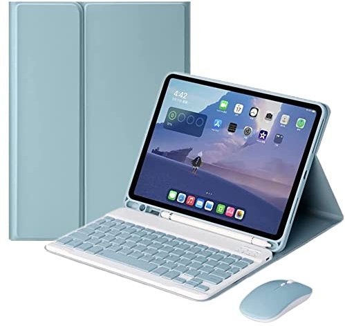 YEEHi Color Keyboard Case Mouse for iPad Pro 11 inch (4th/3rd/2nd/1st Generation) Case with Cute Magnetic Detachable Bluetooth Keyboard Cover (Mist Blue)