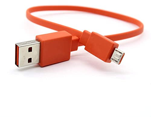 Aiivioll Replacement Micro USB Fast Charger Flat Cable Cord Compatible for JBL Charge 3, Charge 2, Flip 4, Pulse 2, Flip 2, Flip 3 Flip 4 Speaker Logitech UE Boom 22AWG Android Phones (25cm/Orange)