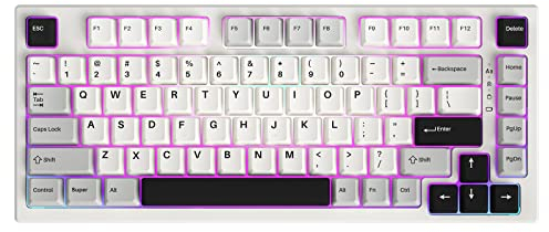 YUNZII YZ75 75% Hot Swappable Wireless Gaming Mechanical Keyboard, RGB Backlights, BT5.0/2.4G/USB-C, Dye Sub PBT Keycaps for Linux/Win/Mac(Gateron G Pro Red, White)