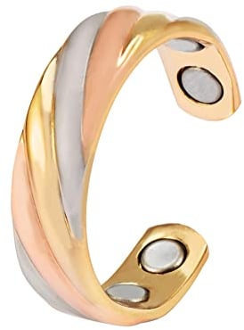 EnerCoppeX 3500 Gauss Magnetischer Unisex-Ring, 99,99% reines Kupfer, klassisch elegant, dreifarbig mit 4 Magneten (B)