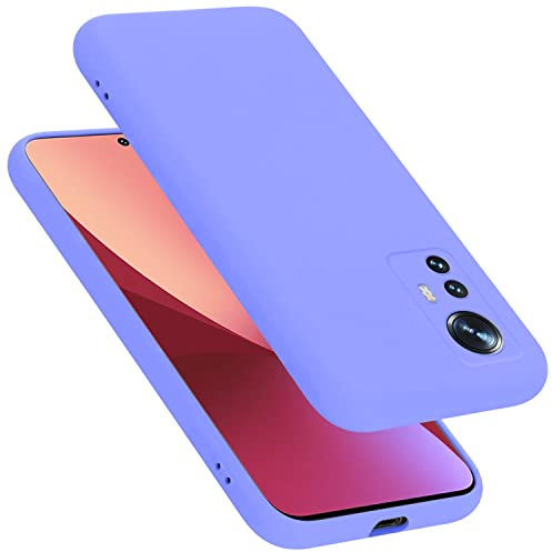 Cadorabo Hülle kompatibel mit Xiaomi 12 / 12X Hülle Silikon Handyhülle für 12 / 12X Case aus flüssigem Silikon- Kratzfeste und stoßfeste dünne TPU Schutzhülle - Liquid HELL LILA
