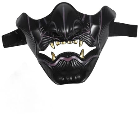 Alipis Prajna Halbmaske Japanische Cosplay-party-maske Masken Cosplay Helm Halloween Maske Requisiten Samurai- Oni- Halbmaske Halloween Hanna B? Erwachsener Dekorationen Plastik Fräulein