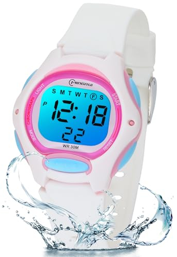 Edillas Kinderuhr Mädchen Jungen Digital,7 Farben Licht Digital Armbanduhr für Kinder wasserdichte Sport Outdoor Multifunktionale digital Uhren mit Stoppuhr,Alarm