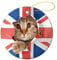 Christmas Baubles Pussycat Tearing Up The Union Jack Flag Xmas Tree Ornament Hanging Ceramics Ornaments Ceramics Christmas Tree Decorations For Decor Home Xmas Holiday 7.3Cm