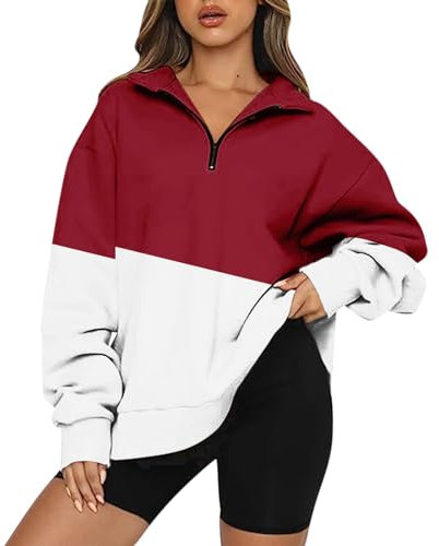 Hässliche Weihnachtspullover Bluse Pullover Damen Lang Hoodie Oversize Damen Longpullover Für Damen Sweatshirts Für Damen Lustige Weihnachtspullover Hoodie Damen Y2k Pullover Damen(3-Wine,XXL)